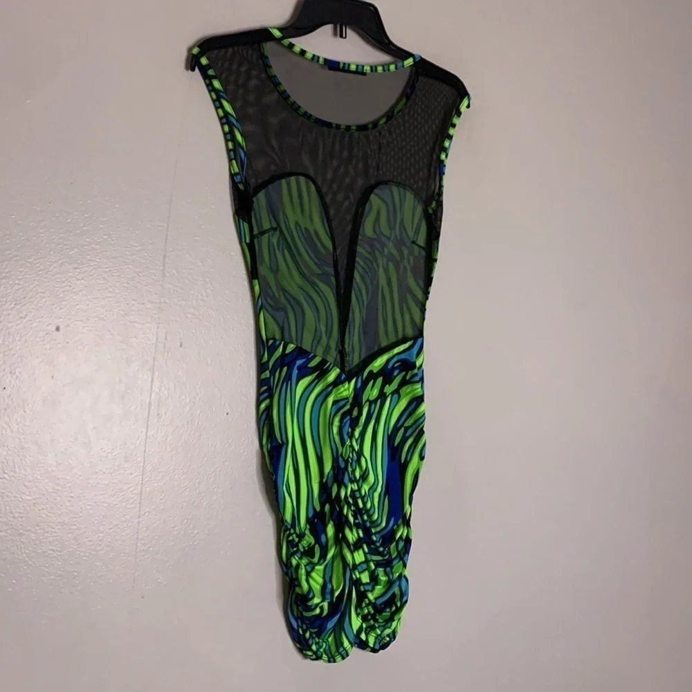 Cameo groovey Rouched sleeveless micro mini dress black mesh small women’s
